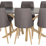 Piazza Matbord - Ek-look / svart - 180*90*75 +Leone - Jídelní židle - Dub/tmavě šedá _6