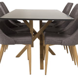 Piazza Matbord - Ek-look / svart - 180*90*75 +Leone - Jídelní židle - Dub/tmavě šedá _6