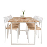 Cirebon Jídelní stůl 200*90cm - Teak / Bílá +Jídelní židle Polly - Bílá / Přírodní _6