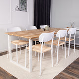 Cirebon Jídelní stůl 200*90cm - Teak / Bílá +Jídelní židle Polly - Bílá / Přírodní _6