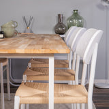 Cirebon Jídelní stůl 200*90cm - Teak / Bílá +Jídelní židle Polly - Bílá / Přírodní _6