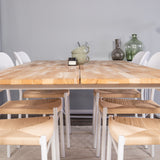 Cirebon Jídelní stůl 200*90cm - Teak / Bílá +Jídelní židle Polly - Bílá / Přírodní _6