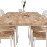Cirebon Jídelní stůl 200*90cm - Teak / Bílá +Jídelní židle Polly - Bílá / Přírodní _6
