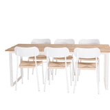 Cirebon Jídelní stůl 200*90cm - Teak / Bílá +Jídelní židle Polly - Bílá / Přírodní _6