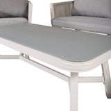 Virya Lounge set (3+2+1) Bílý alu / Šedé lano / šedý polštář