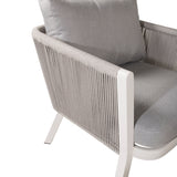 Virya Lounge set (3+2+1) Bílý alu / Šedé lano / šedý polštář