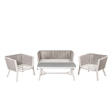 Virya Lounge set (3+2+1) Bílý alu / Šedé lano / šedý polštář