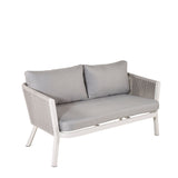 Virya Lounge set (3+2+1) Bílý alu / Šedé lano / šedý polštář
