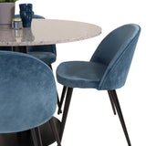 Razzia Jídelní stůl 106 cm - Šedá Terazzo / Černá+Velvet Matstol - Svart / Blå S