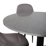 Razzia Jídelní stůl 106cm -Šedá Terazzo / Černá + Židle Polar - Šedá látka Černé nohy _4