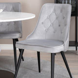 Jídelní stůl Razzia 106 cm - Bílá Terazzo / Černá+Velvet Deluxe Jídelní židle - Černé nohy / Světle šedá samet_4