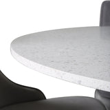 Jídelní stůl Razzia 106 cm - Bílá Terazzo / Černá+Velvet Deluxe Jídelní židle - Černé nohy / Světle šedá samet_4