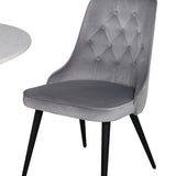Jídelní stůl Razzia 106 cm - Bílá Terazzo / Černá+Velvet Deluxe Jídelní židle - Černé nohy / Světle šedá samet_4