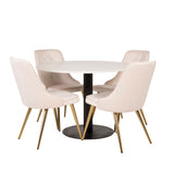 Jídelní stůl Razzia 106 cm -Bílá Terazzo / Černá - Velvet Deluxe Jídelní židle - Noha z kartáčované mosazi / Béžový Velvet 4