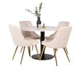 Jídelní stůl Razzia 106 cm -Bílá Terazzo / Černá - Velvet Deluxe Jídelní židle - Noha z kartáčované mosazi / Béžový Velvet 4