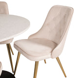 Jídelní stůl Razzia 106 cm -Bílá Terazzo / Černá - Velvet Deluxe Jídelní židle - Noha z kartáčované mosazi / Béžový Velvet 4