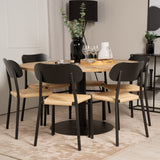 Kruhový stůl Cirebon - 140 cm - Teak / Černá + Jídelní židle Polly - Černá / Přírodní _6