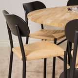 Kruhový stůl Cirebon - 140 cm - Teak / Černá + Jídelní židle Polly - Černá / Přírodní _6