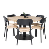 Kruhový stůl Cirebon - 140 cm - Teak / Černá + Jídelní židle Polly - Černá / Přírodní _6