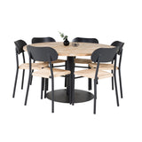 Kruhový stůl Cirebon - 140 cm - Teak / Černá + Jídelní židle Polly - Černá / Přírodní _6