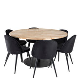 Kruhový stůl Cirebon - 140 cm - Teak / Black + Velvet Matstol - Svart / Svart Sammet_6