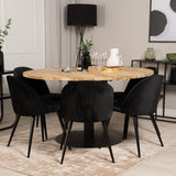Kruhový stůl Cirebon - 140 cm - Teak / Black + Velvet Matstol - Svart / Svart Sammet_6