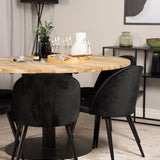 Kruhový stůl Cirebon - 140 cm - Teak / Black + Velvet Matstol - Svart / Svart Sammet_6