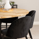Kruhový stůl Cirebon - 140 cm - Teak / Black + Velvet Matstol - Svart / Svart Sammet_6