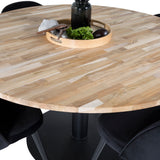 Kruhový stůl Cirebon - 140 cm - Teak / Black + Velvet Matstol - Svart / Svart Sammet_6