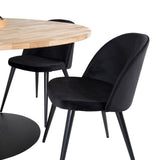 Kruhový stůl Cirebon - 140 cm - Teak / Black + Velvet Matstol - Svart / Svart Sammet_6