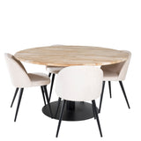 Kruhový stůl Cirebon - 140 cm - Teak / Black + Velvet Matstol - Svart / Créme _4