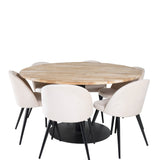 Kruhový stůl Cirebon - 140 cm - Teak / Black + Velvet Matstol - Svart / Créme _6