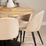 Kruhový stůl Cirebon - 140 cm - Teak / Black + Velvet Matstol - Svart / Créme _6