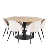 Kruhový stůl Cirebon - 140 cm - Teak / Black + Velvet Matstol - Svart / Créme _6