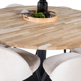 Kruhový stůl Cirebon - 140 cm - Teak / Black + Velvet Matstol - Svart / Créme _6