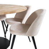 Kruhový stůl Cirebon - 140 cm - Teak / Black + Velvet Matstol - Svart / Créme _6