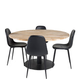 Kruhový stůl Cirebon - 140 cm - Teak / Černá + Polar Matstol - Svart / Svart PU _4