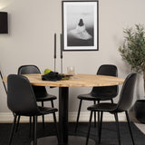 Kruhový stůl Cirebon - 140 cm - Teak / Černá + Polar Matstol - Svart / Svart PU _4