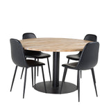 Kruhový stůl Cirebon - 140 cm - Teak / Černá + Polar Matstol - Svart / Svart PU _4