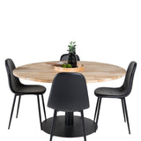 Kruhový stůl Cirebon - 140 cm - Teak / Černá + Polar Matstol - Svart / Svart PU _4
