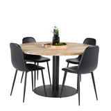 Kruhový stůl Cirebon - 140 cm - Teak / Černá + Polar Matstol - Svart / Svart PU _4