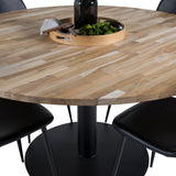 Kruhový stůl Cirebon - 140 cm - Teak / Černá + Polar Matstol - Svart / Svart PU _4