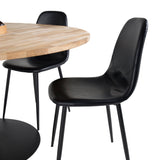 Kruhový stůl Cirebon - 140 cm - Teak / Černá + Polar Matstol - Svart / Svart PU _4