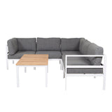 Copacabana Lounge Group 5ks - Bílý Alu / Šedý polštář + Brasilia Sofa Table