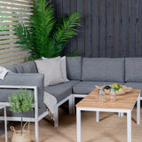 Copacabana Lounge Group 5ks - Bílý Alu / Šedý polštář + Brasilia Sofa Table