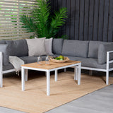 Copacabana Lounge Group 5ks - Bílý Alu / Šedý polštář + Brasilia Sofa Table