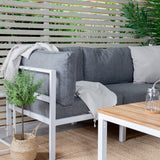 Copacabana Lounge Group 5ks - Bílý Alu / Šedý polštář + Brasilia Sofa Table