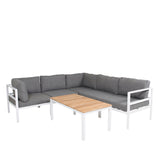 Copacabana Lounge Group 5ks - Bílý Alu / Šedý polštář + Brasilia Sofa Table