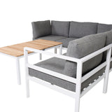 Copacabana Lounge Group 5ks - Bílý Alu / Šedý polštář + Brasilia Sofa Table