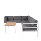 Copacabana Lounge Group 6ks - Bílý Alu / Šedý polštář + Brasilia Sofa Table